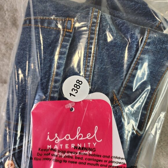 Womens Isabel Maternity Side Panel MIDI Blue Denim Jean Shorts 4” inseam Size 4 - Picture 9 of 9